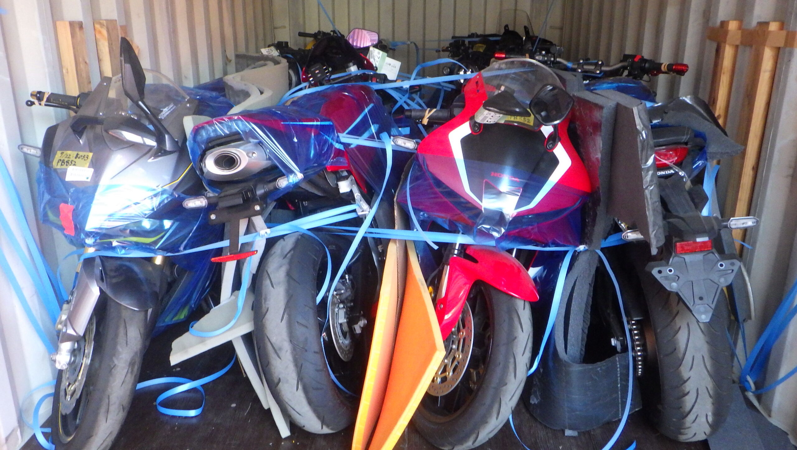 Shipping Example: 20 FT Container, 11 Honda Motorcycles, and 3 Sidecars